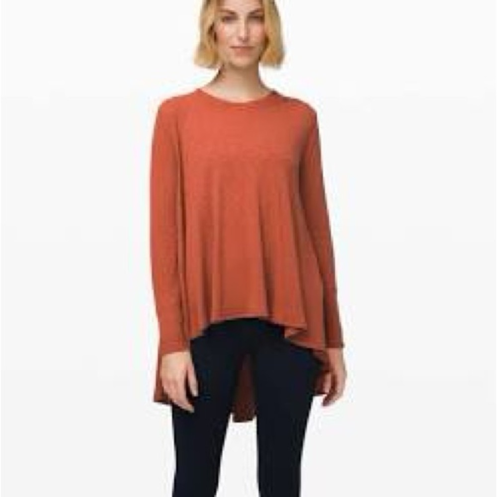 Lululemon Athletica Dare To Drape Rustic Clay Oversized Long Sleeve Tunic